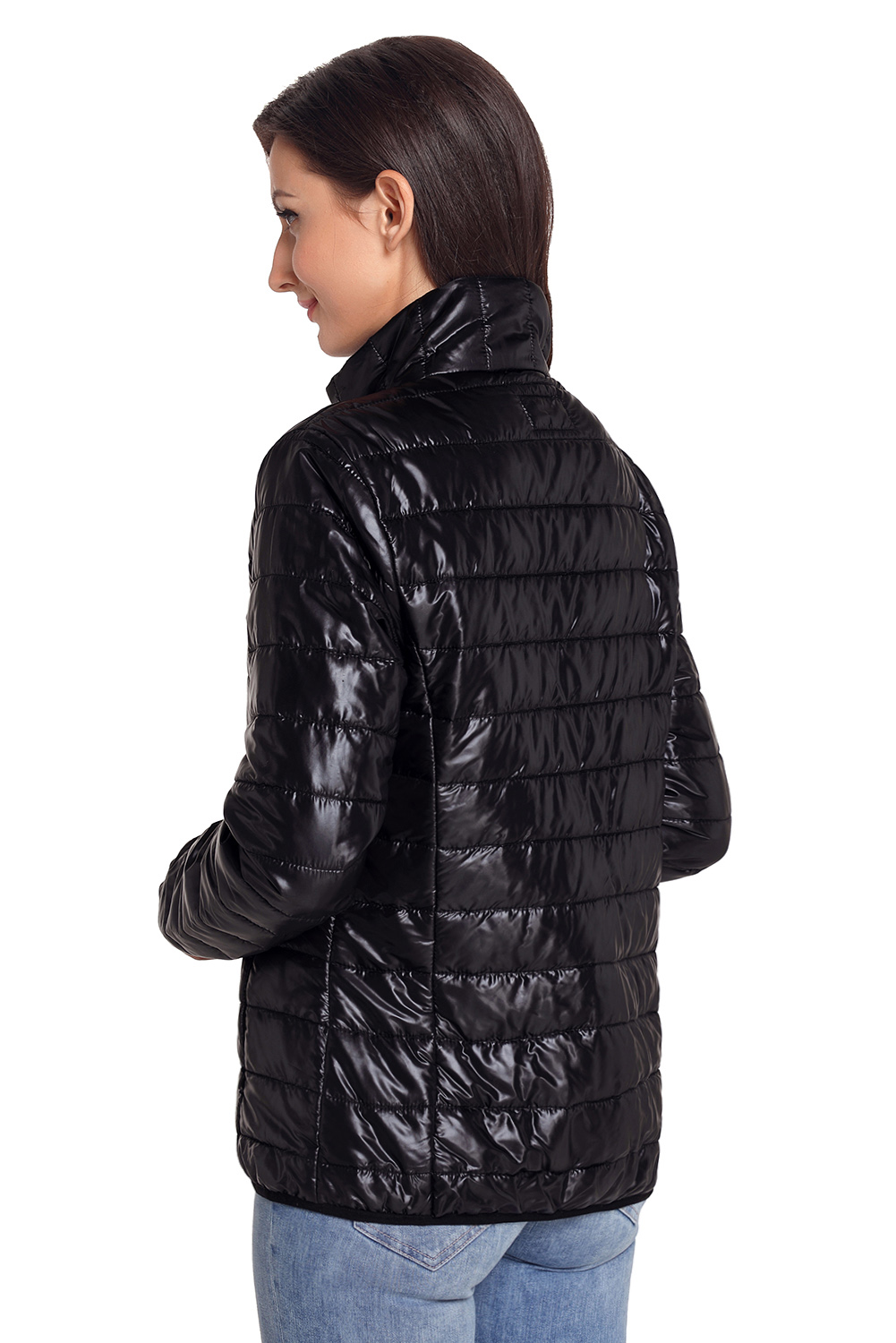 BY85126-2 Black High Neck Quilted Cotton Jacket